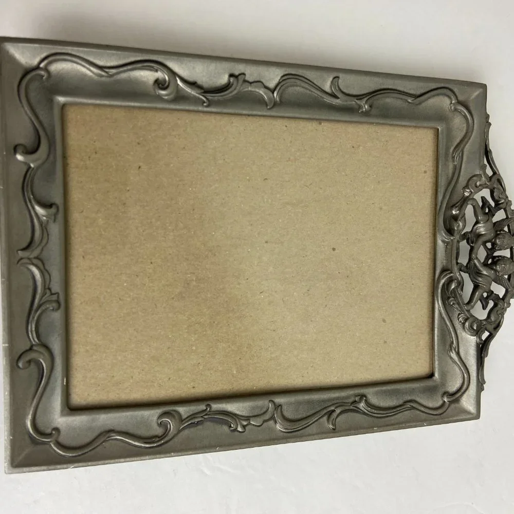 Vintage 1994s Seagull Pewter Metal Picture Frame  Angels / Cherubs